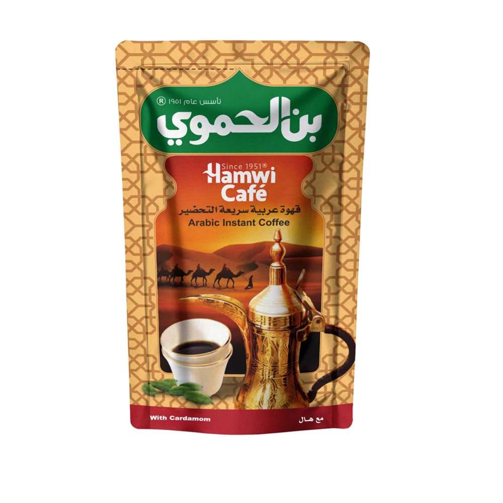 بن الحموي - قهوة عربية سريعة التحضير - نكهة مميزة ومركزة - مع كيس حبهان - يضاف لها لتر ماء للتسخين