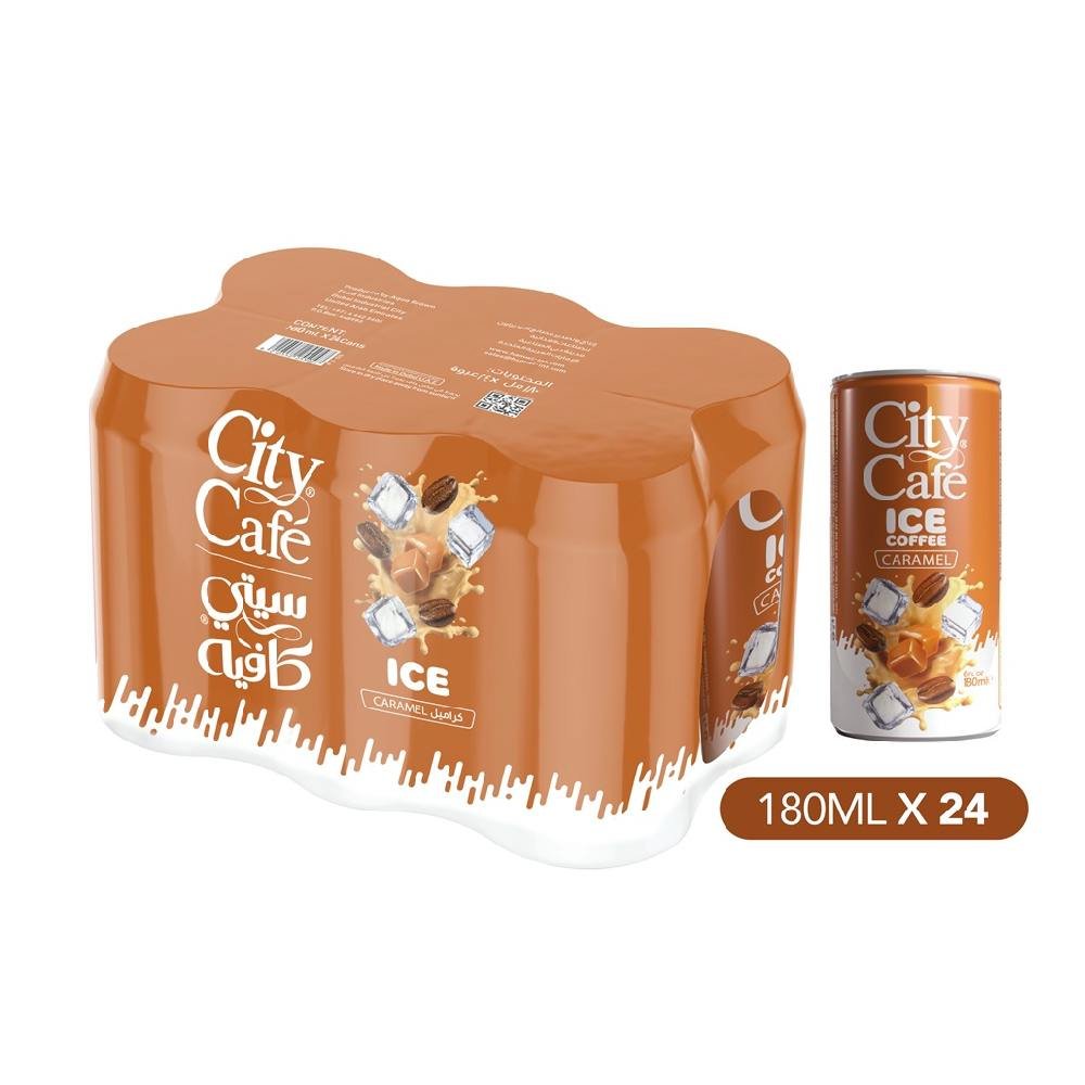 قهوة مثلجة بطعم الكراميل- سيتي كافية - آيس كوفي - ٢٤ علبة - 180 مل
