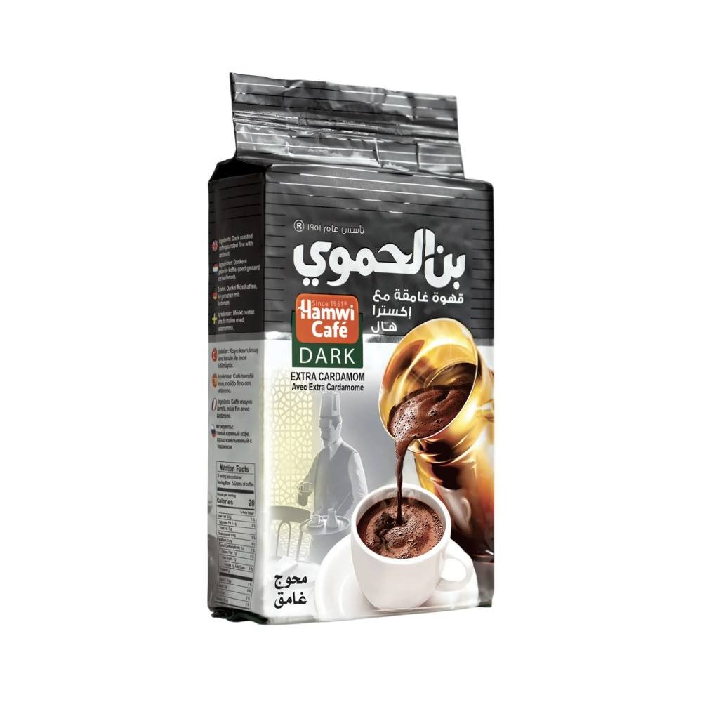 بن الحموي, قهوة تركية, بن غامق محوج بالحبهان, 90 جرام, مزيج من حبوب الروبوستا و الأرابيكا من أفضل حقول القهوة بالعالم