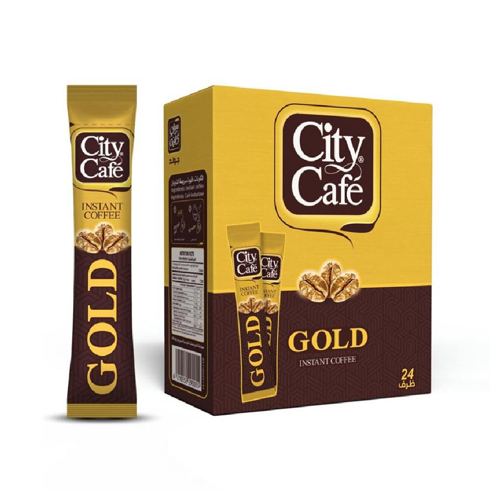 جولد - سيتى كافية - قهوة سريعة التحضير - علبة تحتوى على 24 ظرف تكفى لعمل 24 كوب من القهوة سريعة التحضير